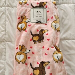 Pink Dog Print Blanket